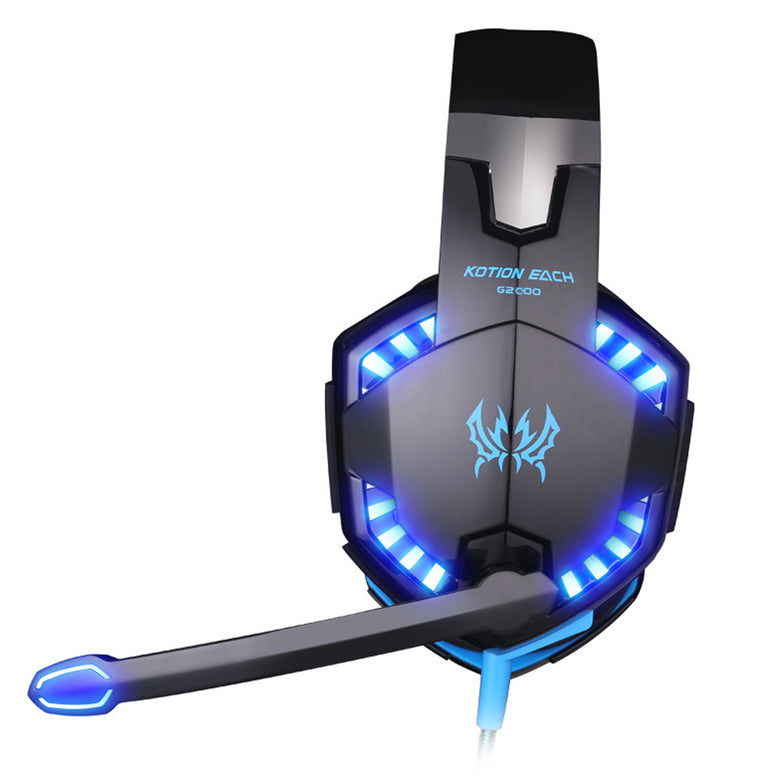 Immerse Yourself in Gaming: Premium Headset with Noise-Cancelling Mic, LED Lights, and Soft Memory Earmuffs