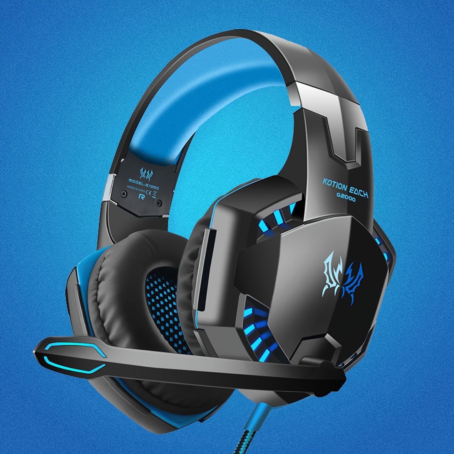 Immerse Yourself in Gaming: Premium Headset with Noise-Cancelling Mic, LED Lights, and Soft Memory Earmuffs