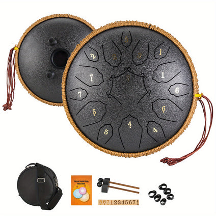 15Note D Key Steel Tongue Drum with Accessories