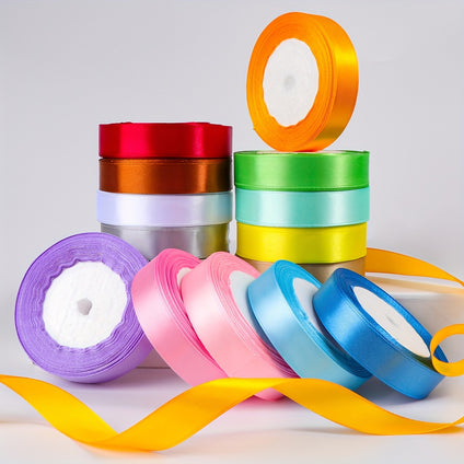 12 Pcs Random Color Gift Packaging Ribbon, Size 25/20mm Satin Ribbon Ribbon, For Gift Packaging, Decoration Strap, 15 Colors, For Gift Packaging, Wedding, Party Decoration