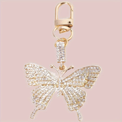 1pc Shiny Rhinestone Butterfly Keychain Cute Animal Alloy Key Chain Ring Bag Backpack Charm Car Key Pendant Earbud Case Accessories Women Daily Use Gift