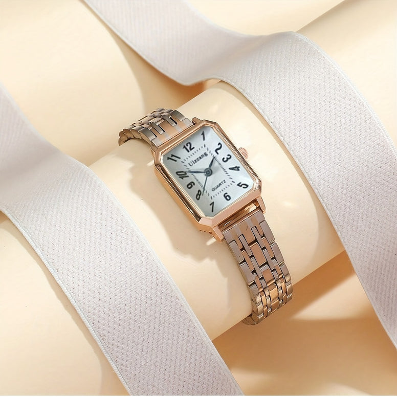 Rome Fashion Analog Retro PU Leather Wrist Watch for Women - Casual Rectangle Pointer Quartz Watch