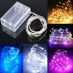 1pc 118in/197in/394in/787in, 30/50/100/200LED, Outdoor String Lights, Christmas Star Lights, Battery Powered (Not Included), DIY LED Fairy String Light, Copper Wire Light, Holiday Lighting Garland For Christmas Wedding Party Bedroom