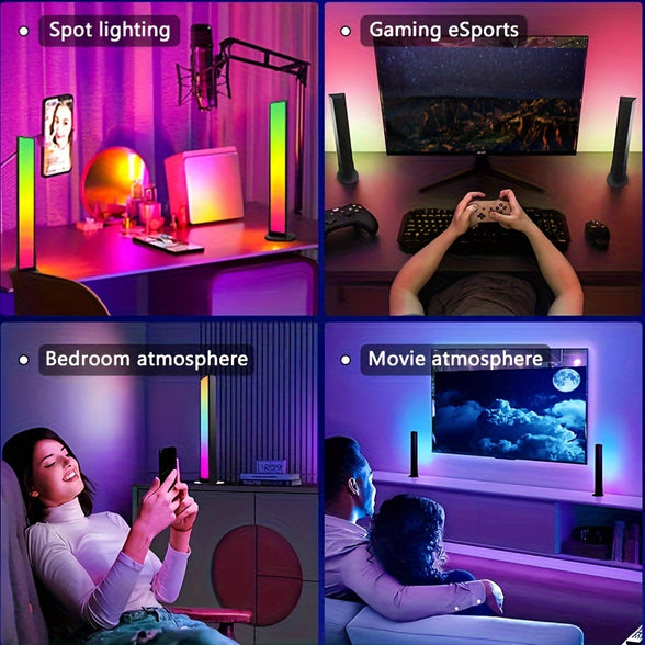 2pcs Smart LED Light Bars - Transform Your Space with RGB Night Light, Music Sync, Remote & App Control - Ideal for TV, Bedroom & Desktop Decoration