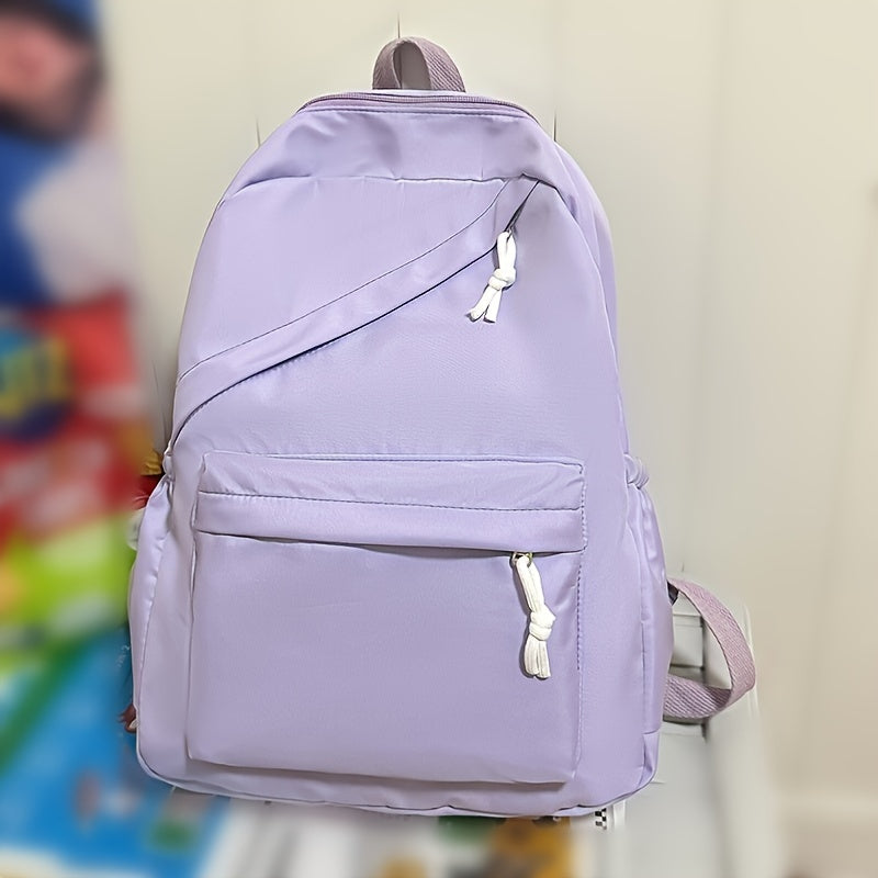 Chic Solid Color Backpack for Students: Perfect for School and Casual Outings