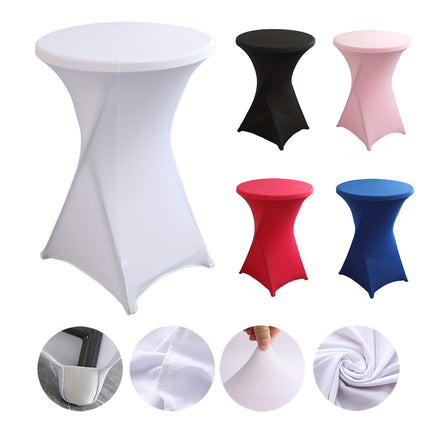 1/2pcs, Polyester Spandex Tablecloth, All-inclusive Elastic Table Cover, Washable Table Covers, Cocktail Fitted Tablecloths, High Stretch Table Cloths For Party, Wedding Decor, Suitable For Birthday, Banquet, Party