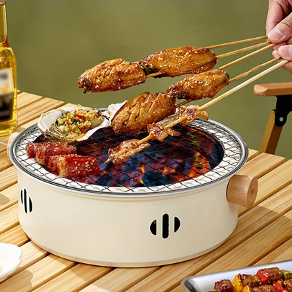 1pc Portable Barbecue Grill, Charcoal Stove, Stainless Steel Split Barbecue Grill, Round Barbecue Grill, Outdoor Camping