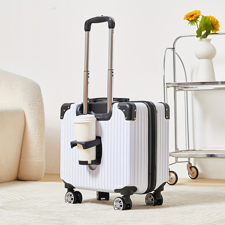 Stylish Boys & Girls Small Size Travel Luggage with Cup Holder - Vertical Stripe Classic Style Suitcase