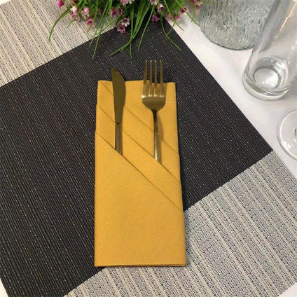 12pcs Disposable Dinner Napkins With Built-in Flatware Pocket, Prefolded Cloth Like Paper Napkins For Dinner, Wedding Or Party