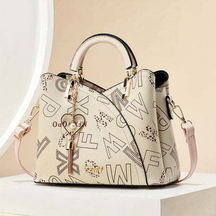 Fashion Printed Handbag, Women's Top Handle Satchel Purse, Crossbody Bag With Tassel Pendant