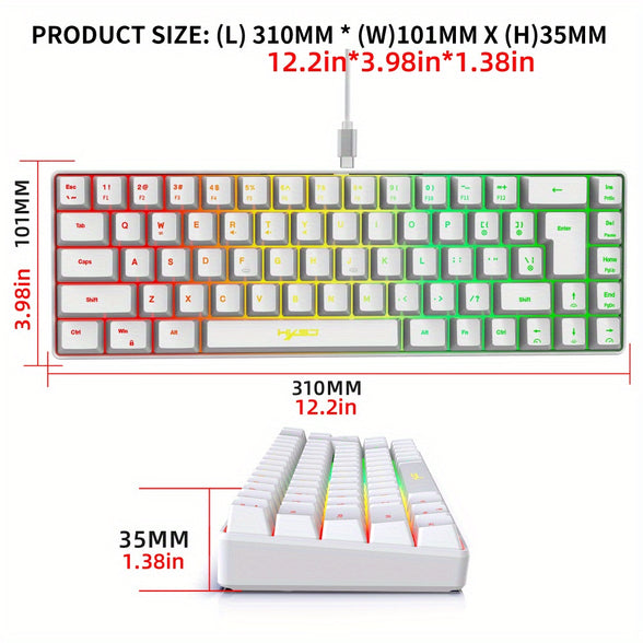 Ultimate 68-Key Thin Film Wired Gaming Keyboard with RGB Backlit - Perfect for Gaming, Office, and Home Use