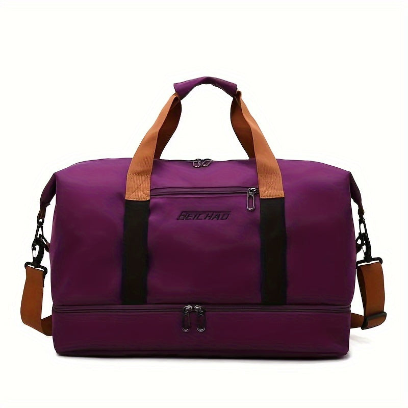 Ultimate Travel Companion: Large Capacity Boarding Luggage Bag with Shoe Compartment and Wet/Dry Separation