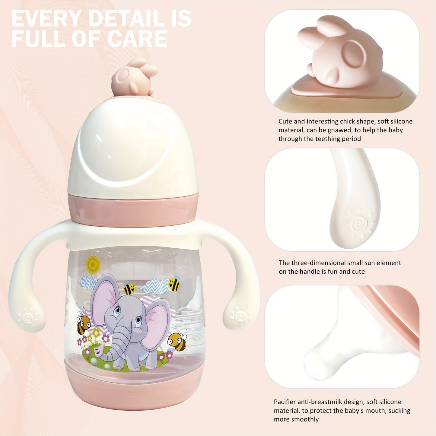 300ml Baby Feeding Bottle with Cartoon Design for Infants