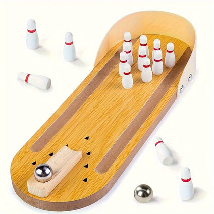 1pc Mini Bowling Board, Wooden Board Games