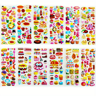 12pcs Delicious Dessert Sticker, Crafts And Scrapbooking Stickers, Book Student Label Decorative Sticker Kids Toys, Puffy Children Stickers, Boys Girls Teachers Reward Craft Scrapbook Gift Toys