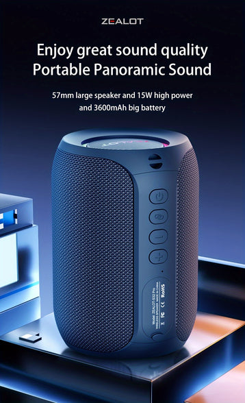 S32 Pro 15W Wireless Speaker: Outdoor Portable Subwoofer with IPX-6 Waterproof Rating, Dual Pairing, and Long Playtime for Booming Bass and Loud Stereo Sound