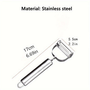 1 قطعة مقشرة خضروات من الفولاذ المقاوم للصدأ - مبشرة فواكه وبطاطس متعددة الوظائف لتناول الطعام والاسترخاء، أداة مطبخ يدوية غير مشحونة للمطعم