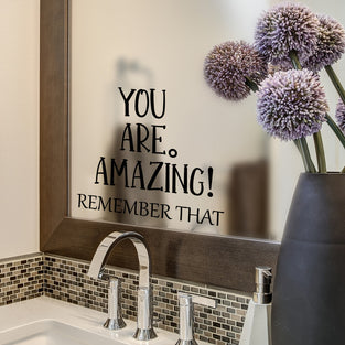 1pc English Slogan Sticker, You Are Amazing Remember, Removable Waterproof Vinyl Waterproof Sticker, Suitable For Office School Classroom Living Room And Decoration On Mirror, Home Decoration, 57*15cm/22.4*5.9inch