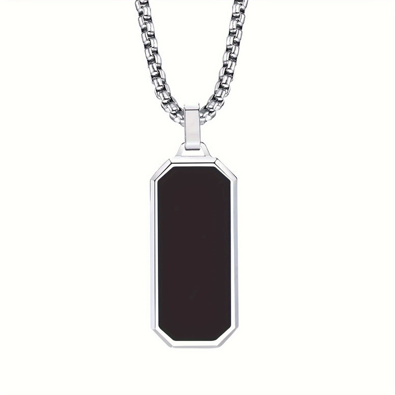 Men's Simple Black Drip Oil Stainless Steel Pendant: A Unique Gift for Him