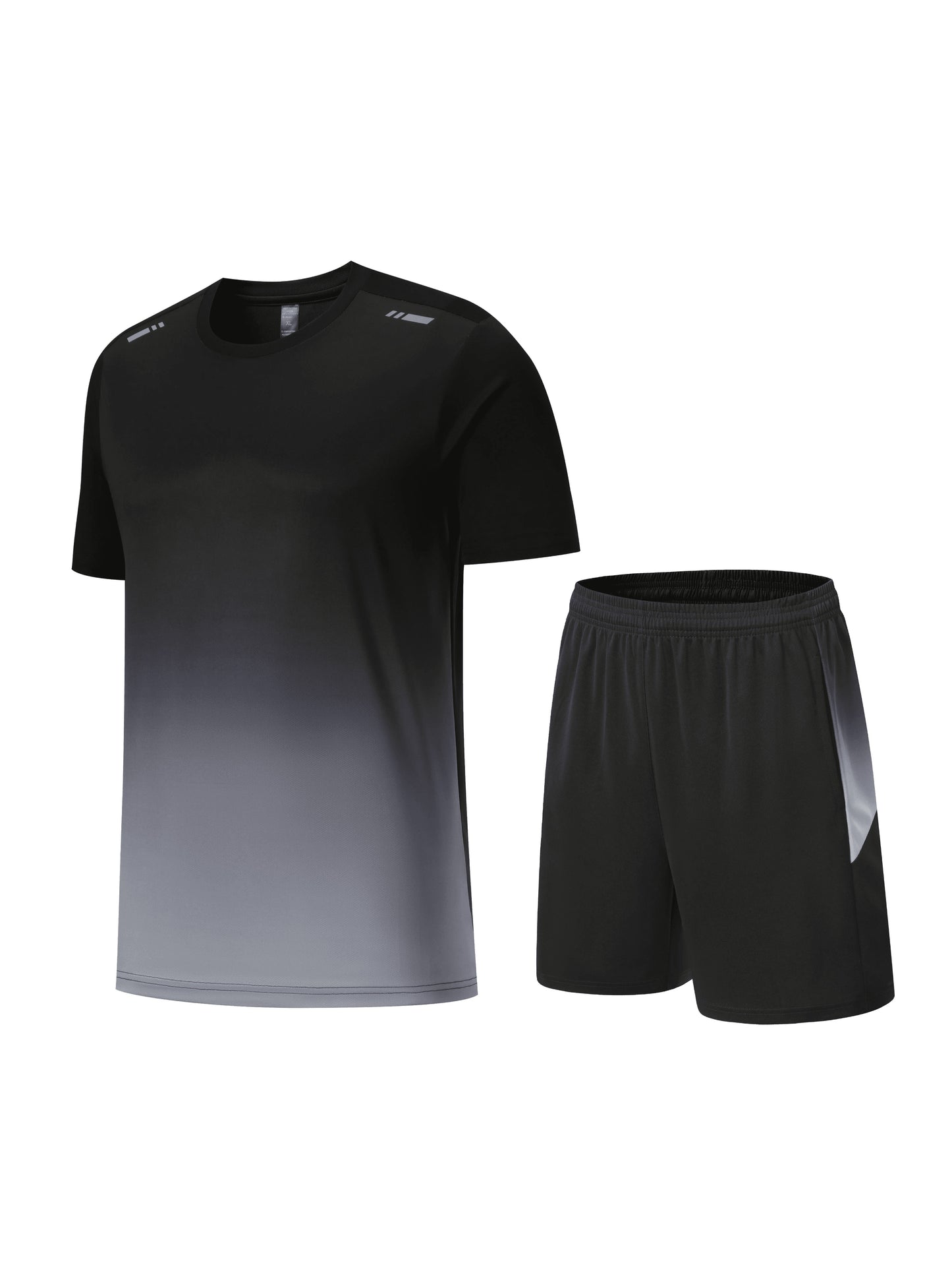 Men's Gradient Sports Set: Quick Dry Ice Silk T-Shirt and Shorts for Running, Basketball, and Fitness