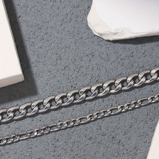 Punk Stainless Steel Layered Chain Necklace for Everyday Chic