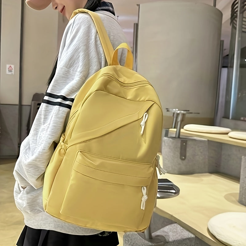 Chic Solid Color Backpack for Students: Perfect for School and Casual Outings