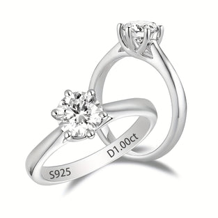 1ct Moissanite Solitaire Ring 925 Sterling Silver Plated Symbol Of Elegance And Beauty High Quality Gift For Your Love With Gift Box