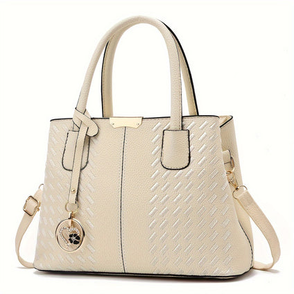 Fashion Solid Color Handbag, Multi Layer Crossbody Bag, Women's Top Handle Satchel Purse