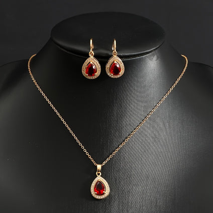 18k Gold Plated Jewelry Set with Shining Zirconia Stones