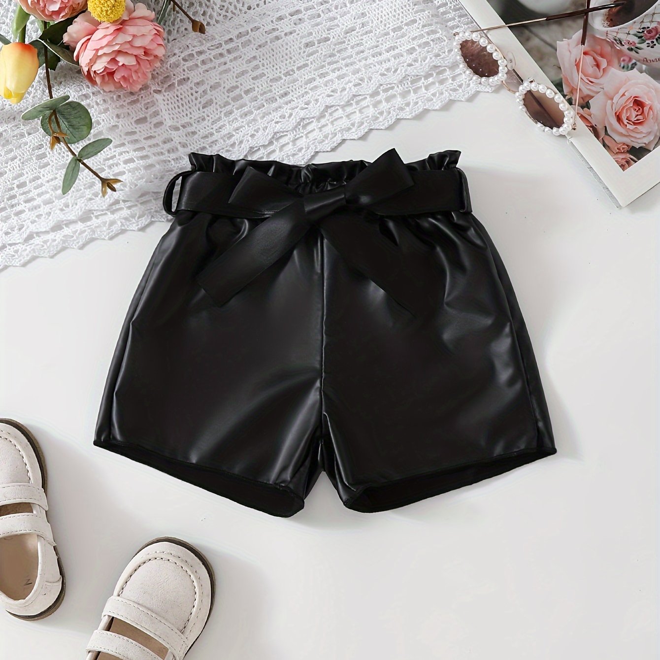 Baby's Stylish Faux Leather Shorts: Durable Elastic Waist Bottoms for Infant Toddler Girls - Perfect for Summer!