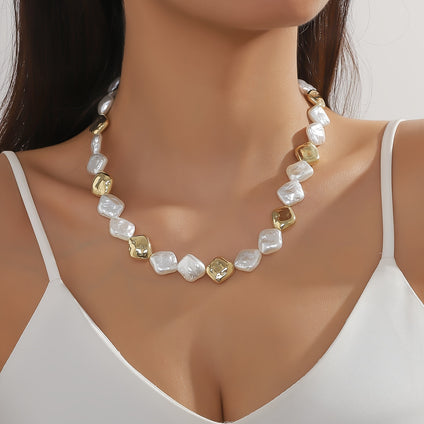 Baroque Style Faux Pearl Necklace  Perfect for Daily Wear