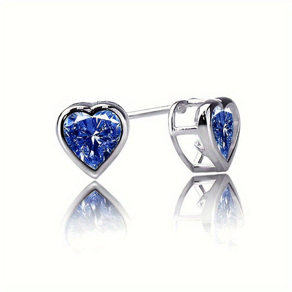 Delicate Tiny Heart Shaped Stud Earrings Multi Color Zircon Inlaid Elegant Leisure Style Suitable For Women Dating Earrings