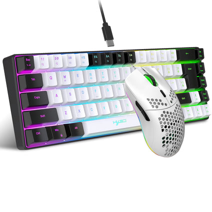 Compact 68-Key Mini RGB Keyboard and Cellular Gaming Mouse Set for Ultimate Gaming Experience on PC, PS4, and Laptop