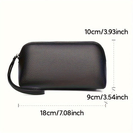 1pc Faux Leather Fashion Large Capacity Small Clutch Bag, Portable Trendy Handbag