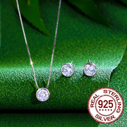 Shimmering Zirconia Jewelry Set Earrings  Necklace Gift Set