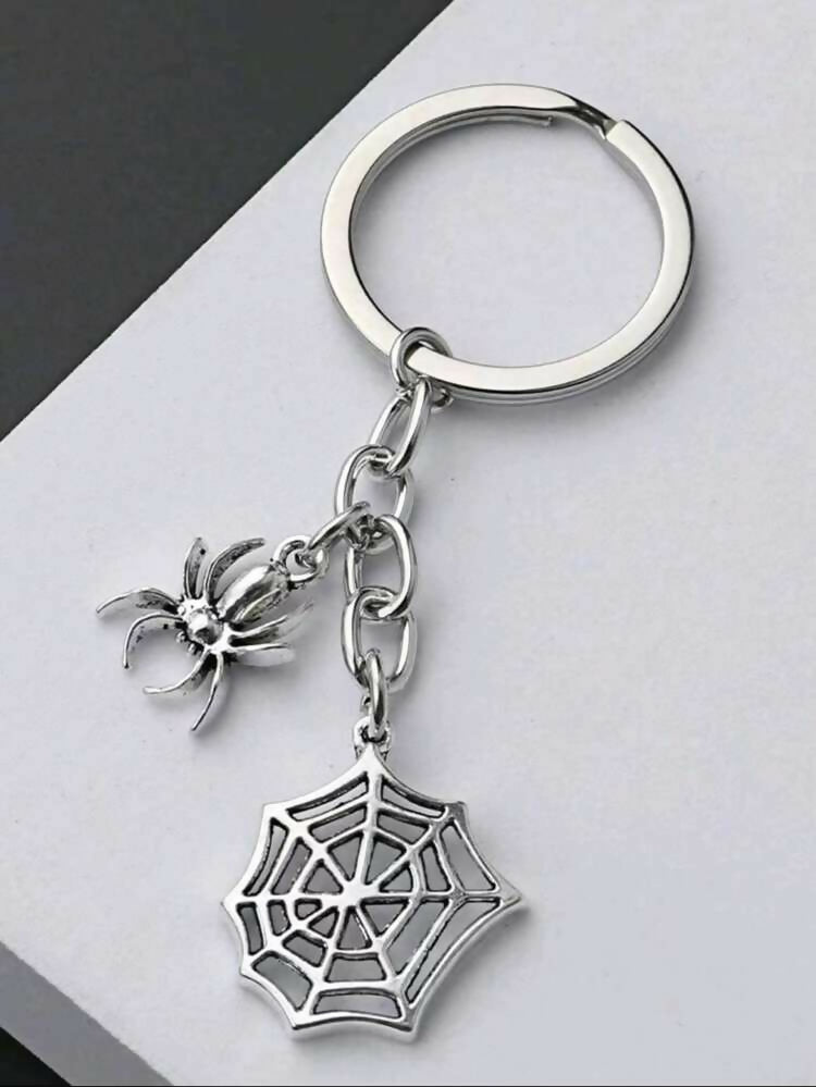 Alloy ladies 1pcs spider web and spider shape spherical pendant, chic and elegant for daily use, key Chain