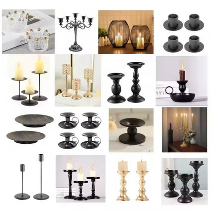 Black round wire candle holder for modern homes Minimalist style that fits perfectly in living rooms or bedrooms