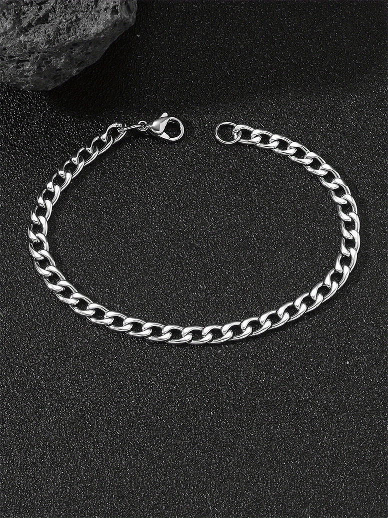 Men's Minimalist Stainless Steel Chain Bracelet: Hip Hop Jewelry for the Modern Man