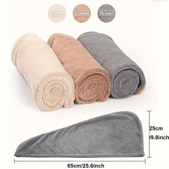 Ultimate Microfiber Hair Towel Wrap for Women - Anti-Frizz Drying Hair Wrap for Curly Hair in Grey, Camel, and Brown