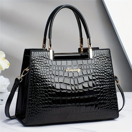1pc Elegant Versatile Crocodile Pattern Leather Handbag, Multifunctional Handbag Crossbody Bag, Fashion Trendy Versatile Bag, Women's Outdoor Travel Bag