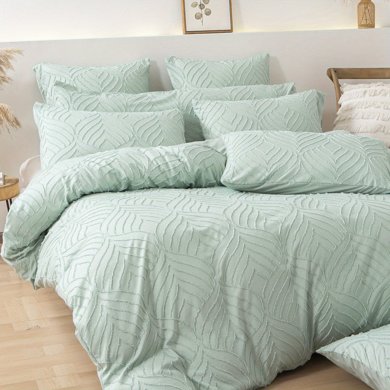 Elegant Leaf Jacquard Duvet Cover Set