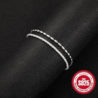 925 Silver Double Layer Hand Chain Bracelet  Elegant Jewelry