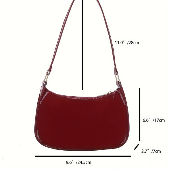 Chic and Sophisticated: Trendy Glossy Shoulder Bag for Women in Patent PU Leather