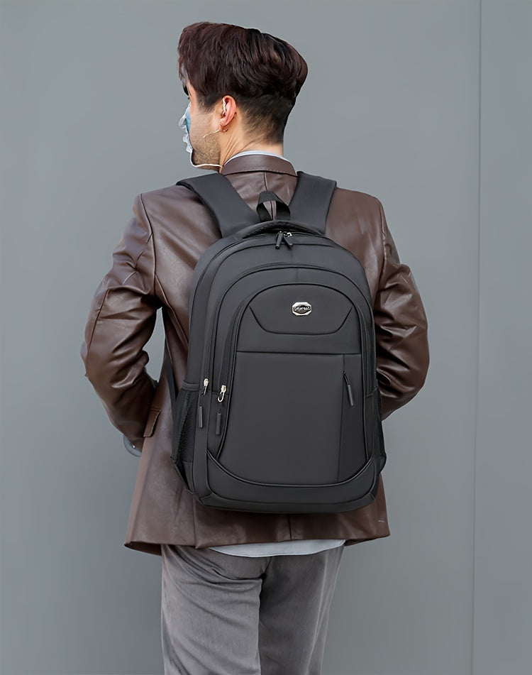 Versatile Solid Color Classic Backpack with Multi-Zippers