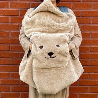 Bear Embroidery Stroller Windproof Throw Blanket