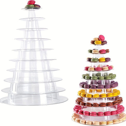 1pc 4/6/10 Tier Round Macaron Display Stand Cake Stand Dessert Cupcake Stand Cookie Tray Rack Desserts Display For Wedding Birthday Party Baby Shower Bakery Decor Halloween Christmas Thanksgiving