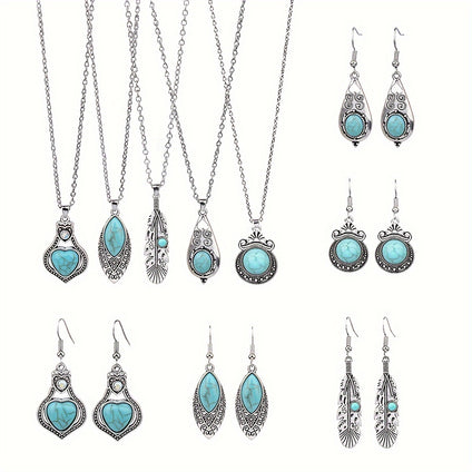 Turquoise Embellished Retro Ethnic Jewelry Set for Women