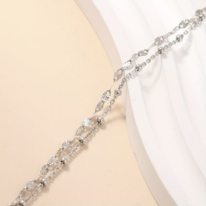 1pc 925 Silver Minimalist Double Layers Thin Chain Bracelet Simple Style Hand Chain With Gift Box