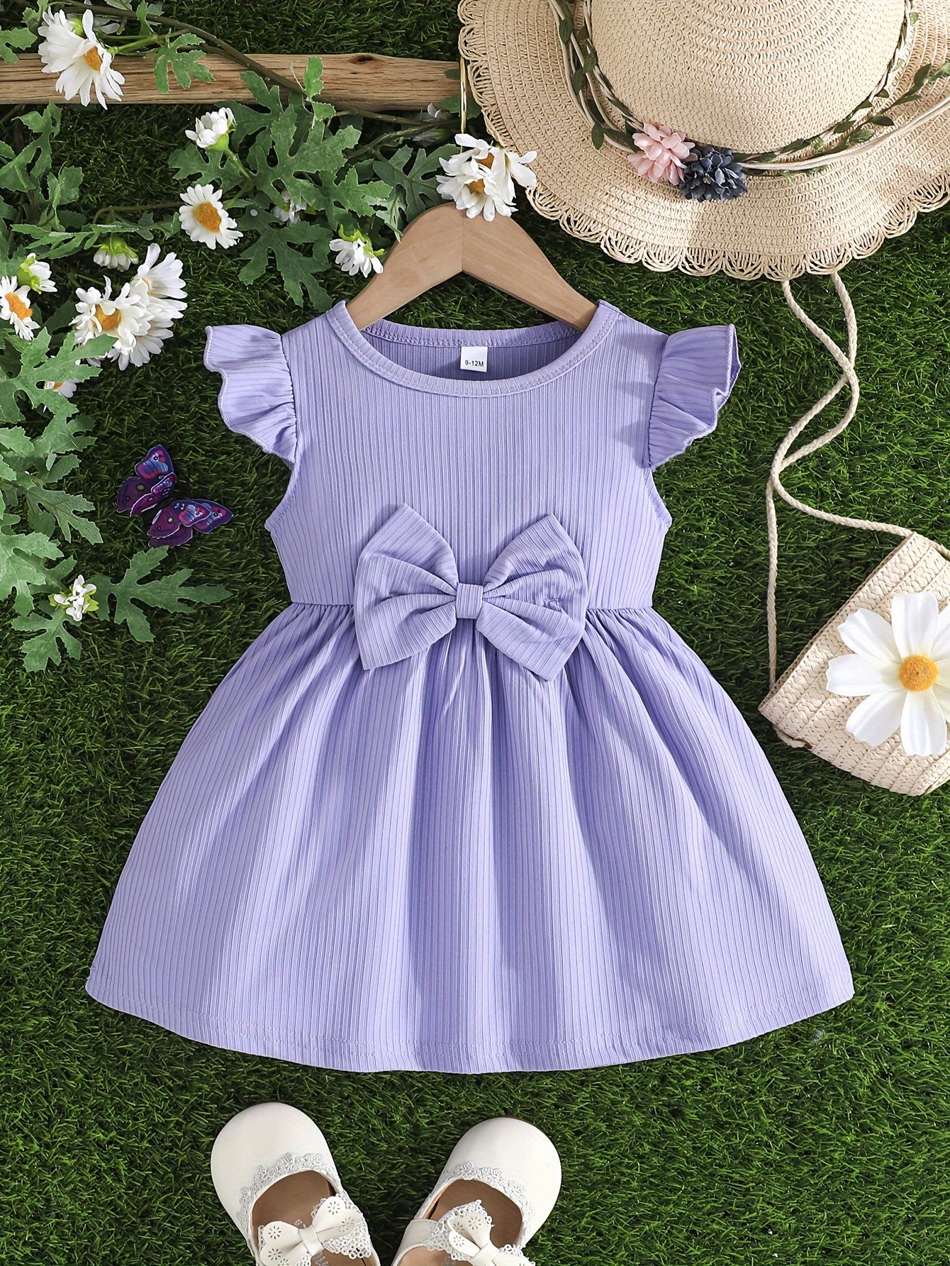 Adorable 2pcs Baby's Bowknot Decor Cap Sleeve Dress - Perfect for Baby Girls in Summer and Holidays