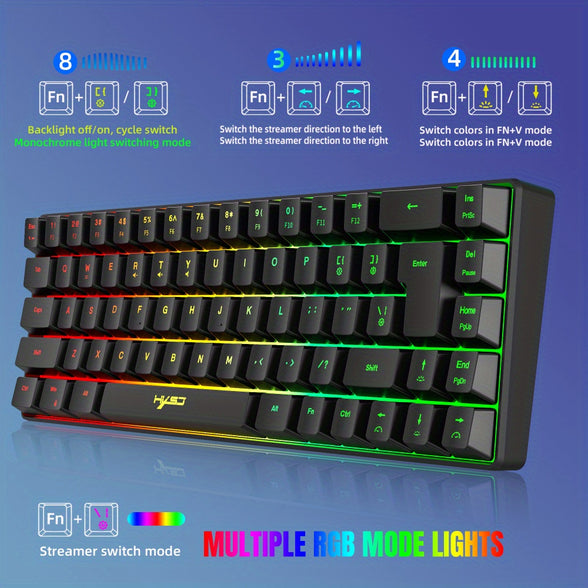 Ultimate 68-Key Thin Film Wired Gaming Keyboard with RGB Backlit - Perfect for Gaming, Office, and Home Use